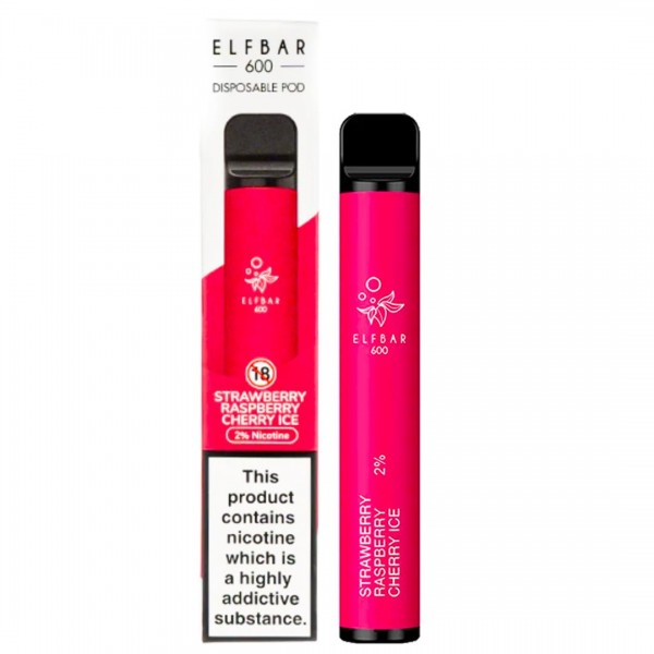 Elf Bar 600 Strawberry Raspberry Cherry Ice Disposable Vape