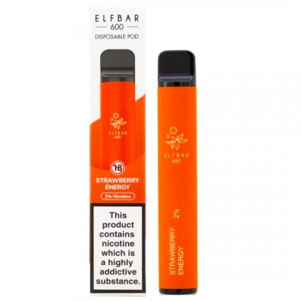 Elf Bar 600 Strawberry Elf Bull Energy Disposable Vape