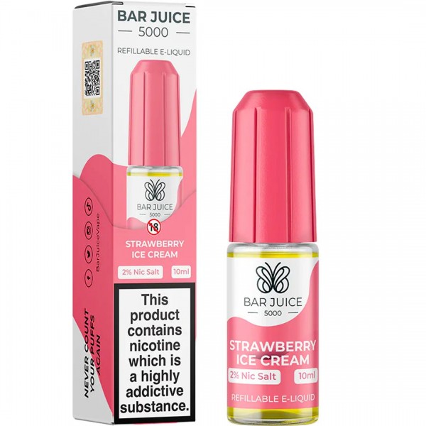 Strawberry Ice Cream 10ml Nic Salt E-liquid By Bar Juice 5000