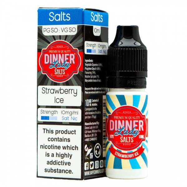 Strawberry Ice 10ml Nic Salt By Dinner Lady