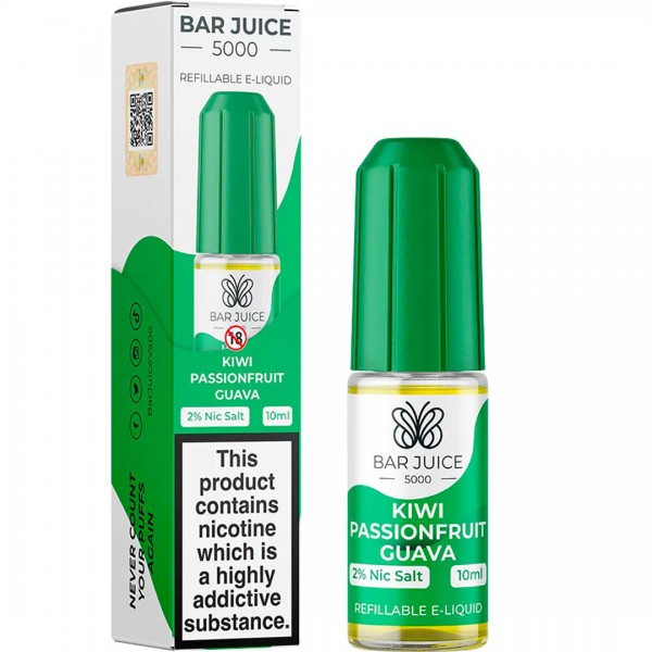 Kiwi Passionfruit Guava 10ml Nic Salt E-liquid By Bar Juice 5000