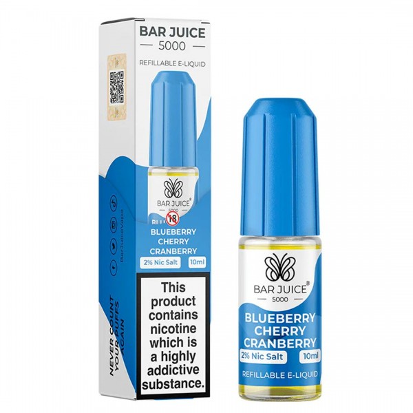 Blueberry Cherry Cranberry 10ml Nic Salt E-liquid By Bar Juice 5000