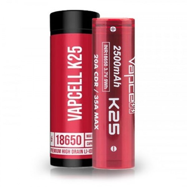 K25 2500mah 18650 Vape Battery By Vapcell